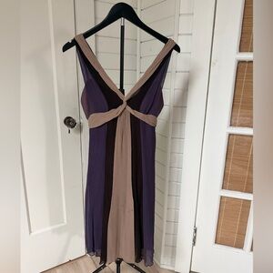 BCBGMaxAzria Strapless Dress in Purple and Tan